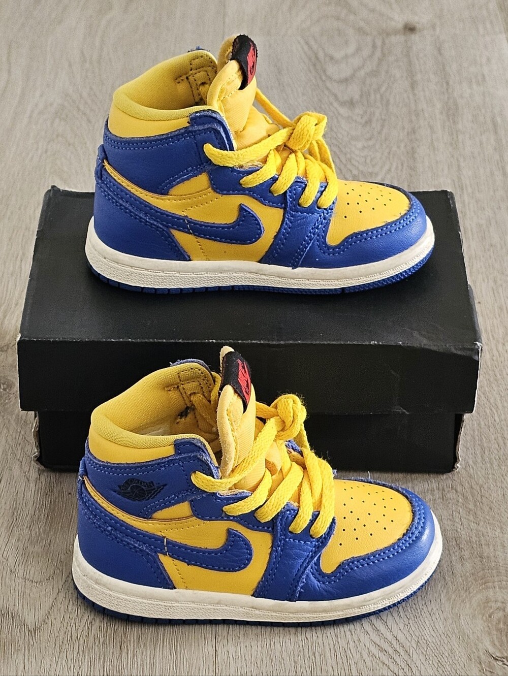 Nike Air Jordan 1 Retro High OG Laney Toddler Shoes Blue Yellow Size 6C